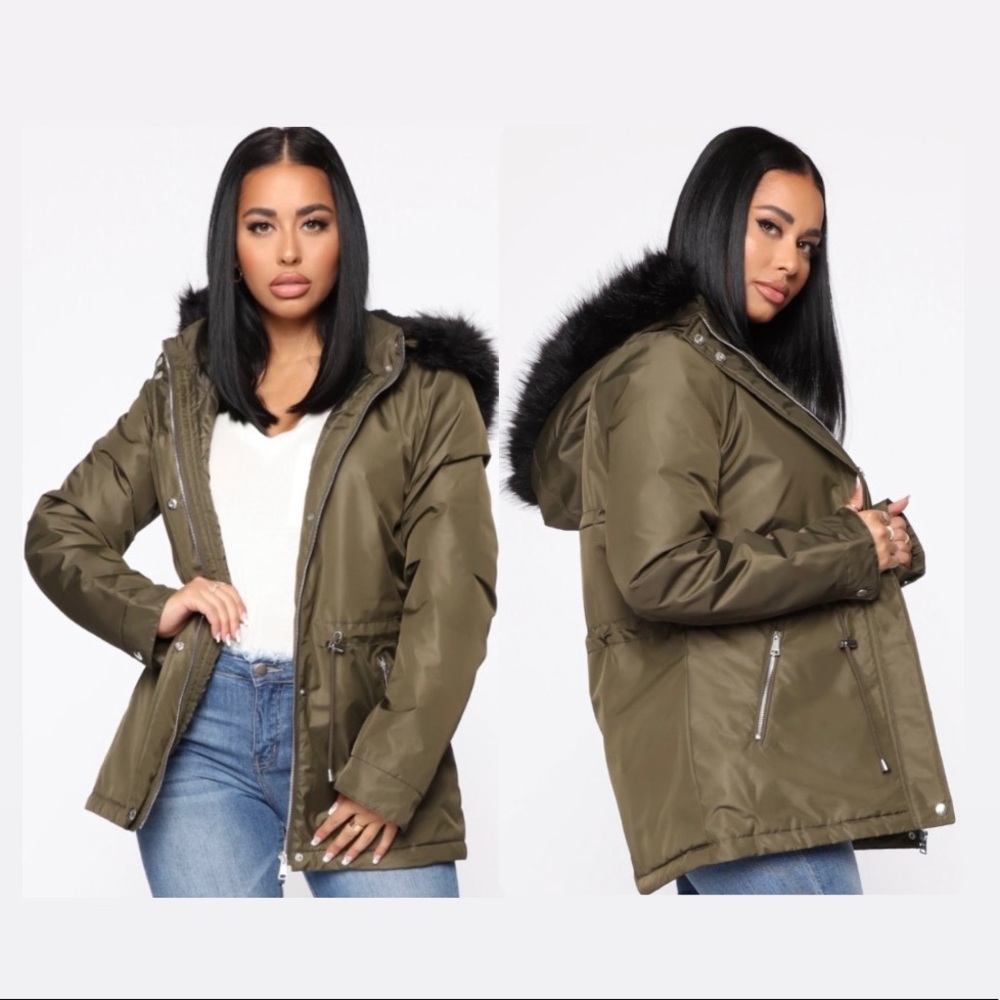 Fashion Nova One to Watch Anorak Jacket Olive Green Size S